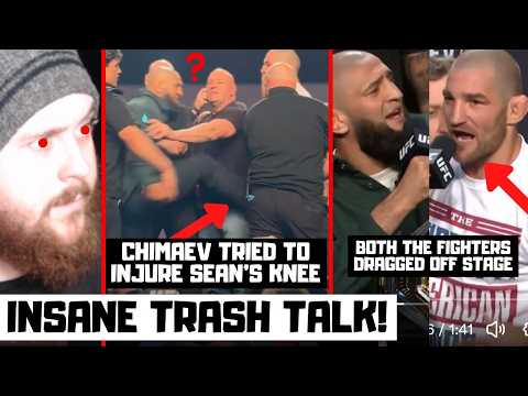 UFC 328 Press Conference Reaction! Chimaev KICKS Strickland At Face Off? INSANE Trash Talk?